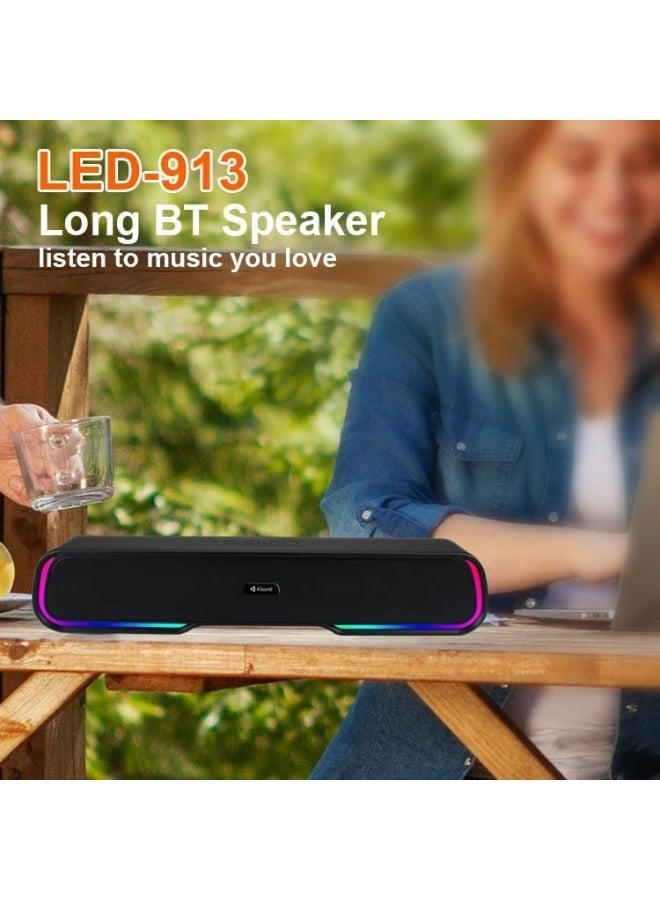 Kisonli 🔊 Kisonli LED-913 Bluetooth Speaker with RGB Light – Stereo Sound – Multi Ports - Image 2
